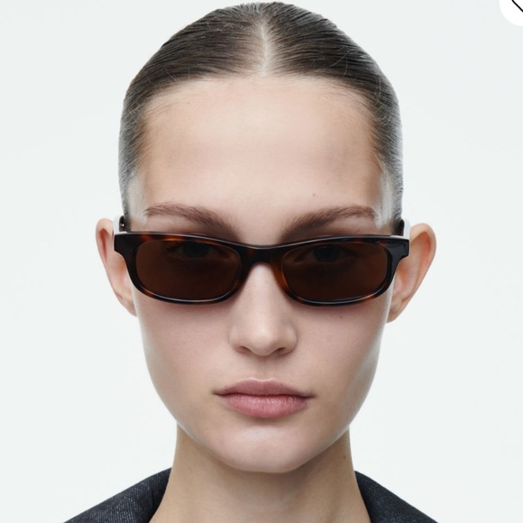 COS Tortoiseshell Rectangular Sunglasses with Brown Lenses - Picture 2 of 3